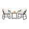 Costway 3PCS Patio Rattan Bistro Set Cushioned Chair Glass Table Deck White\Turquoise